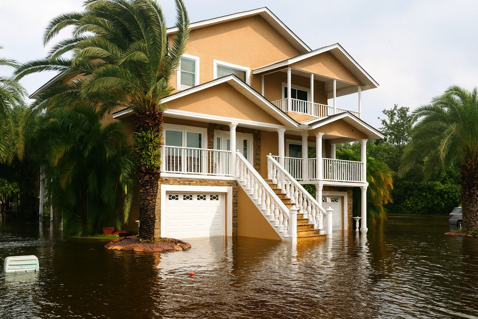 Flooded Pinellas County home with water damage after storm