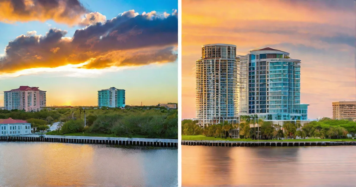 Tampa and St. Petersburg Florida skylines comparison