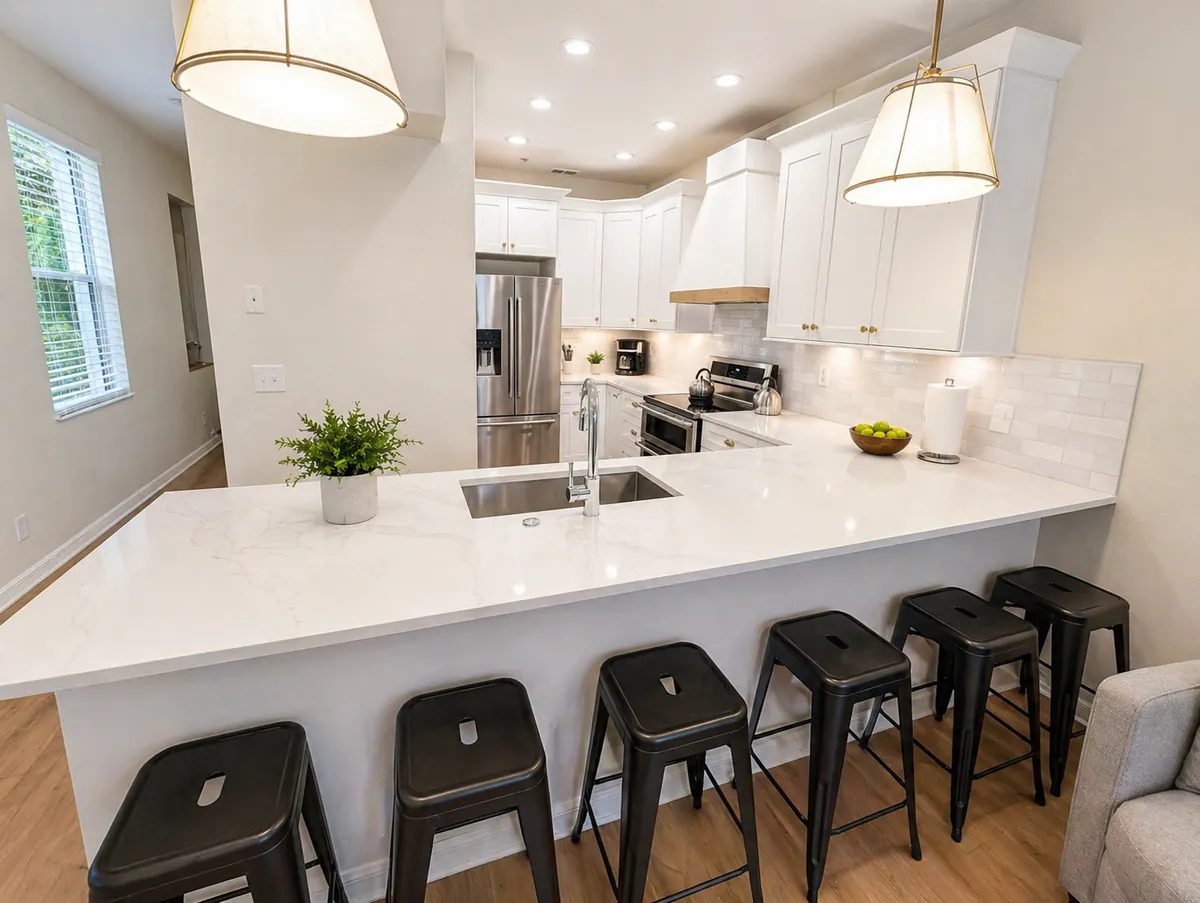 Modern, fully equipped kitchen at the Downtown St. Pete Radiant Retreat