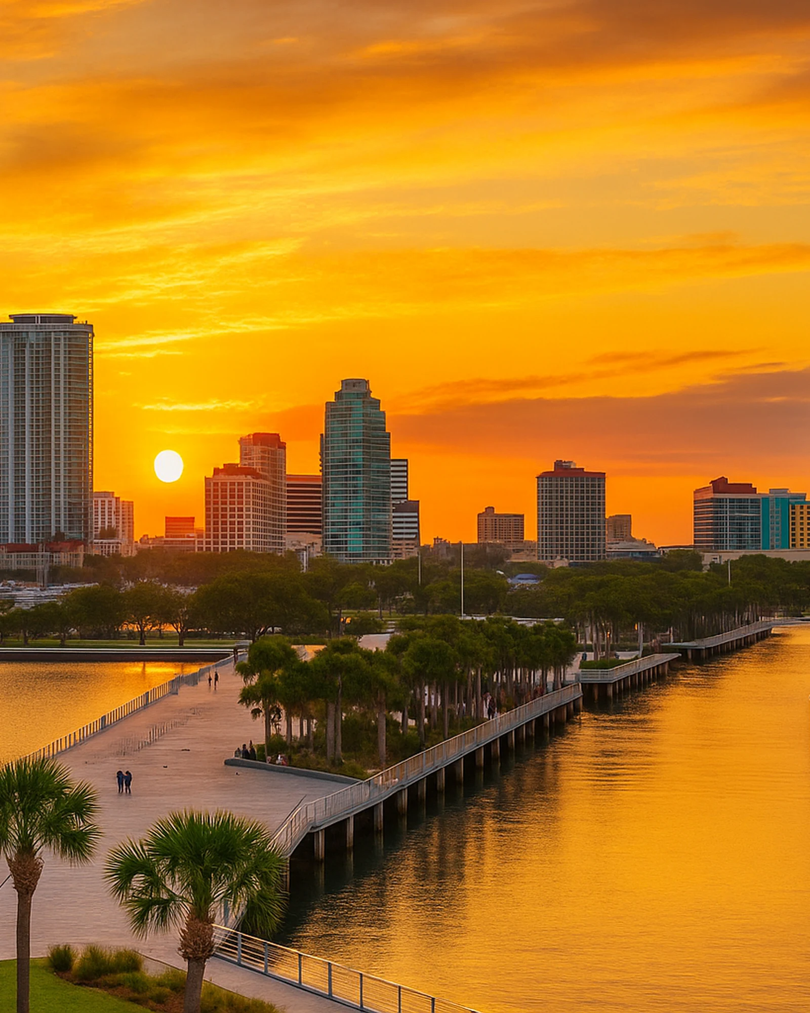 Tampa Bay waterfront skyline at sunset - Professional real estate services