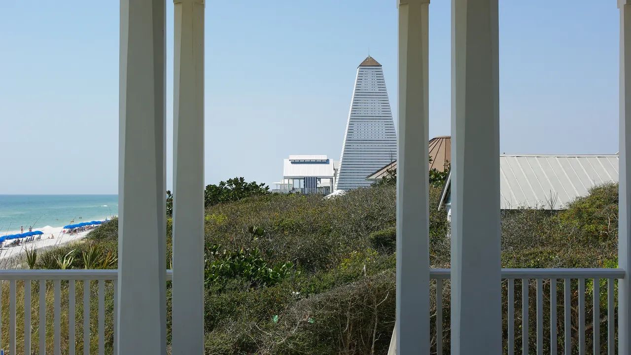 Seaside Florida beach pavilion and dunes on Scenic 30A beside the Gulf